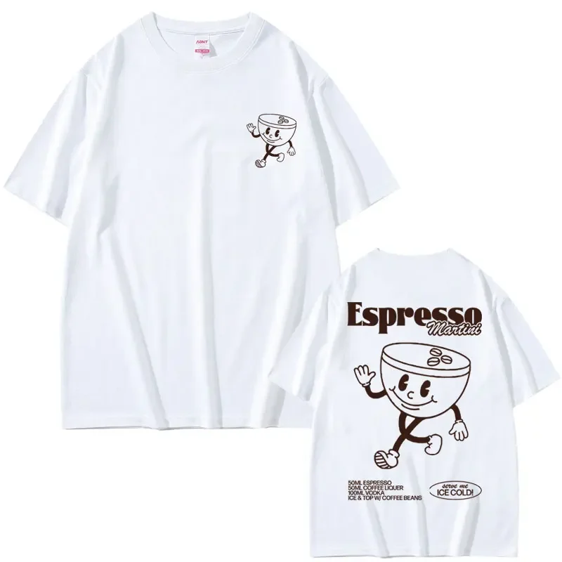 Funny Espresso Martini Cocktail Graphic T Shirt Male Vintage Cartoon Oversized T-shirts Men Women's Casual Loose Cotton Tshirt