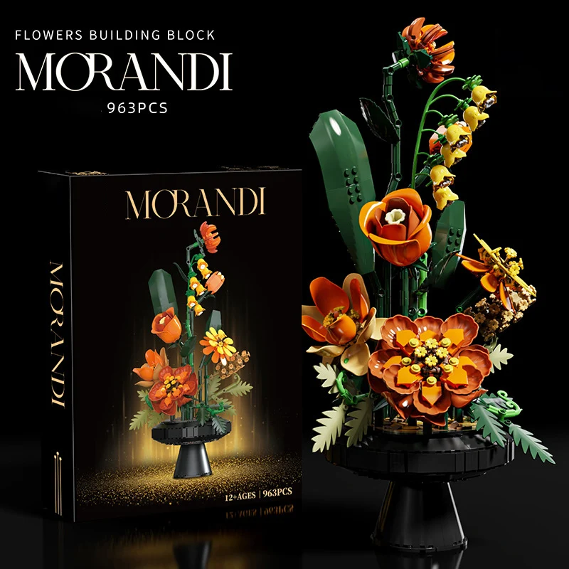 الإبداعية رومانسية زهرة باقة زهرية اللبنات فكرة ديكور المنزل زهرة أبدية ألعاب البناء الفتيات هدية عيد الحب