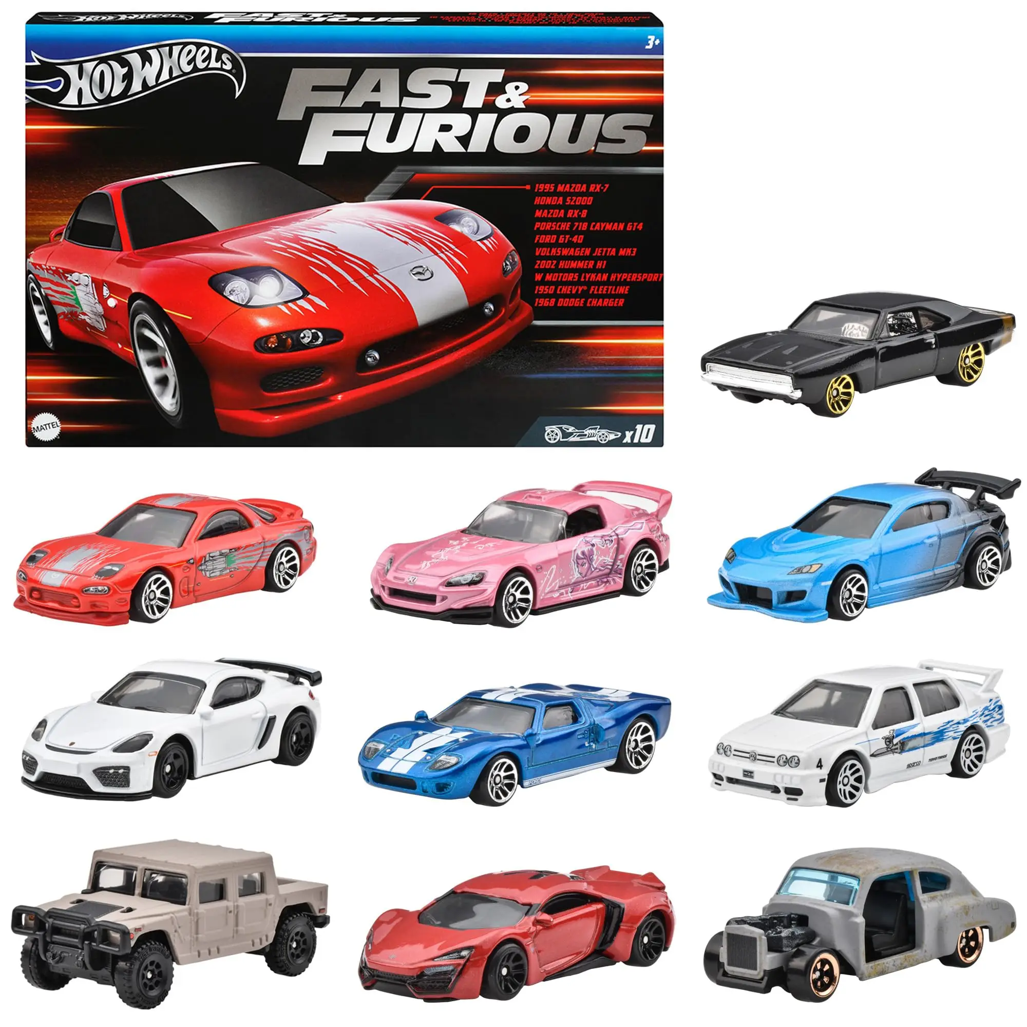 HVX27 HOT WHEELS 1:64 MAZDA RX-7 RX-8 S2000 ford gt-40 jetta mk3 dodge charger  718 cayman lykan fleetline  alloy car model