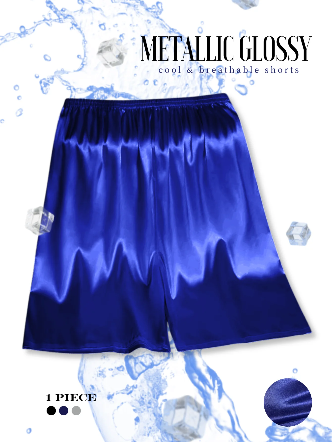 1Pc Semi Sheer Men Underwear Ice Silk Metallic Glossy Sleeper Pants Elastic Band Design Comfortable Casual Sexy Sleepwear Shorts