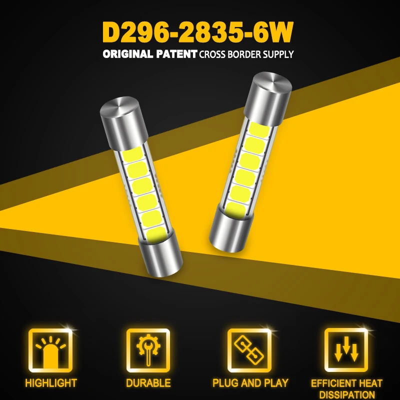 Jiachi 100PCS Wholesale 29mm Festoon LED C5W Car 6 leds 2835 Auto Interior For Sun Visor Vanity Mirror Lights DC 12V
