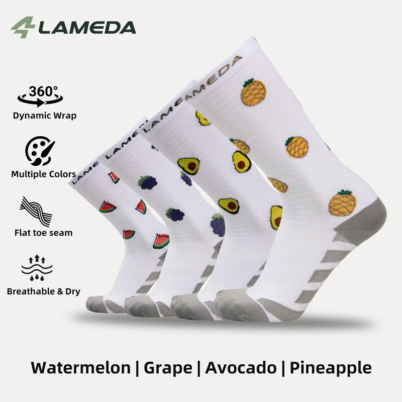 

LAMEDA Professional Cycling Socks For Men And Women Breathable And High-Elastic Mid-Calf Length For Running Cycling Road Bike
