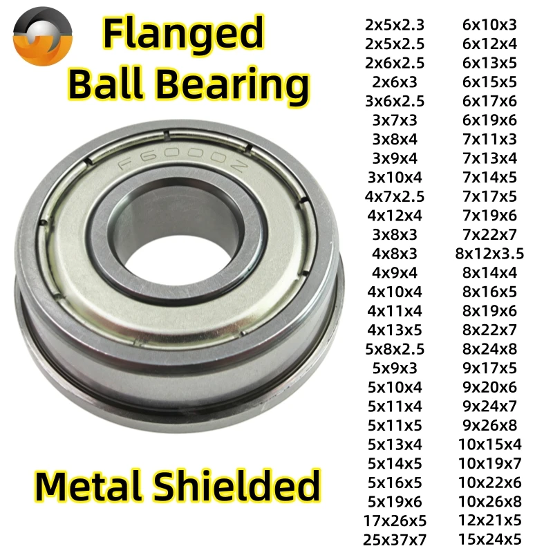 10pcs Flange Bearings Bore 3mm 4mm 5mm 6mm 7mm 8mm 9mm MF63ZZ MF85ZZ MF106ZZ F608ZZ F683ZZ F695ZZ F6700ZZ Bearing with Flange