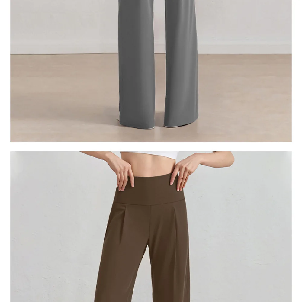 Women Wide Leg Yoga Pants High Waist Athletic Trousers Breathable Workout Fitness Sportswear Straight Casual Loose Soft Leggings