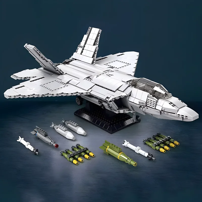 Reobrix 33020 MOC F-22 Raptor Fighter Building Blocks WW2 Army Airplanes Aircraft Soldier Figures Bricks Toy Kid Birthday Gifts