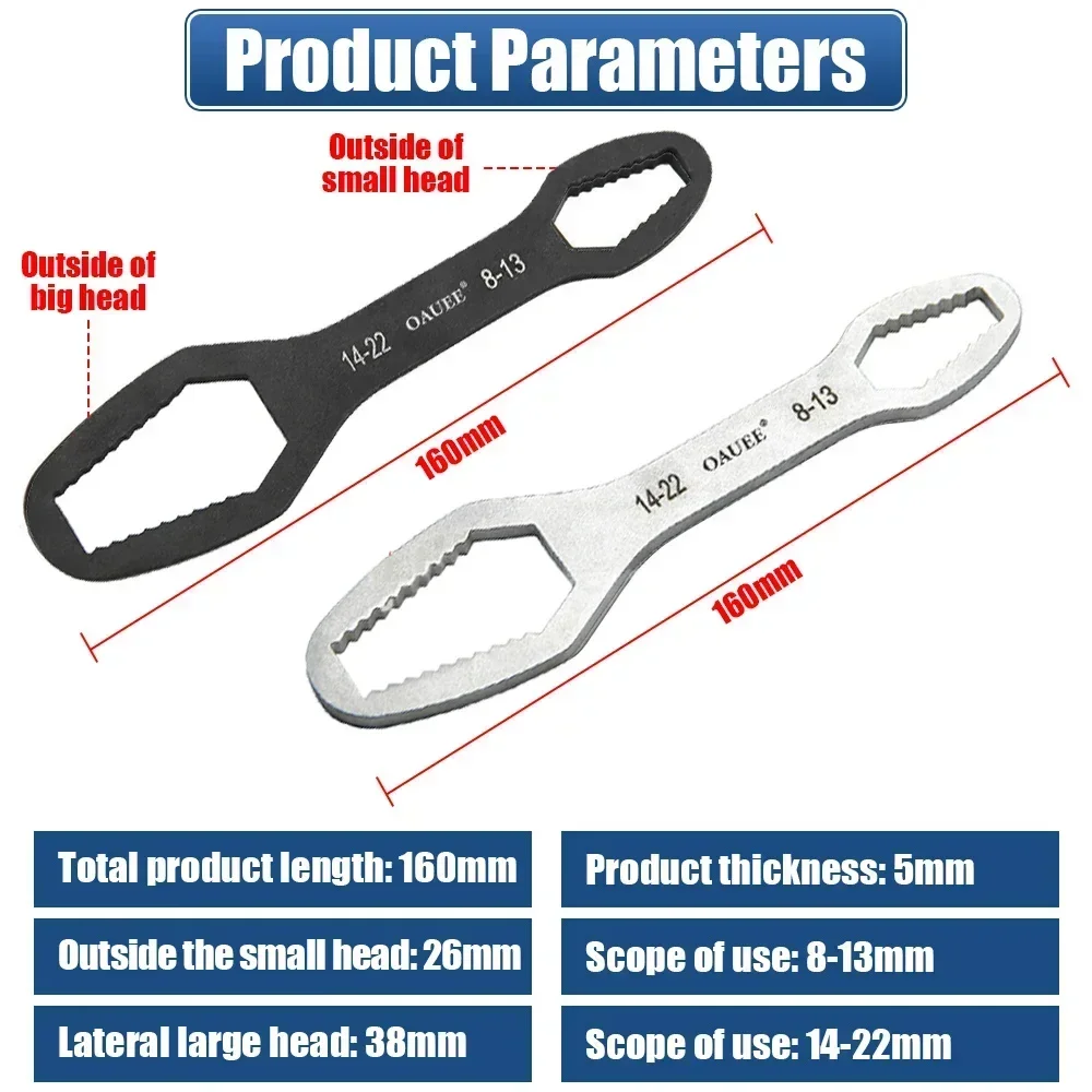 Hand Tool 8-22mm Universal Torx Wrench Car Self Tightening Adjustable Wrench Plate Double End Torx Wrench Cart Automotive Tools