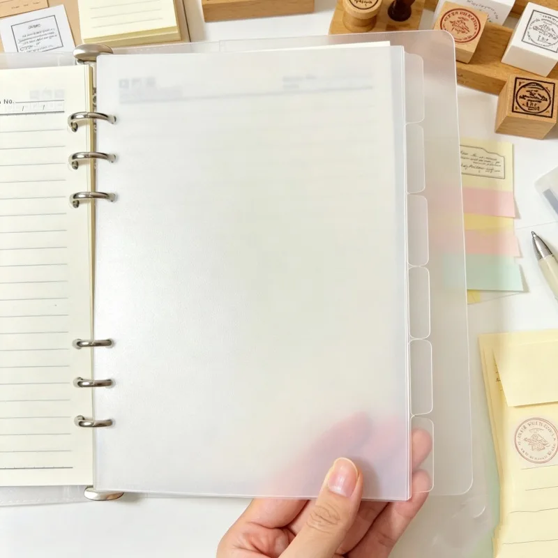 Notebook Transparent PP Matte 6-Hole Divider Pages A5 A6 A7 Planner PP Matte Insert Pages Loose-Leaf Office Stationery