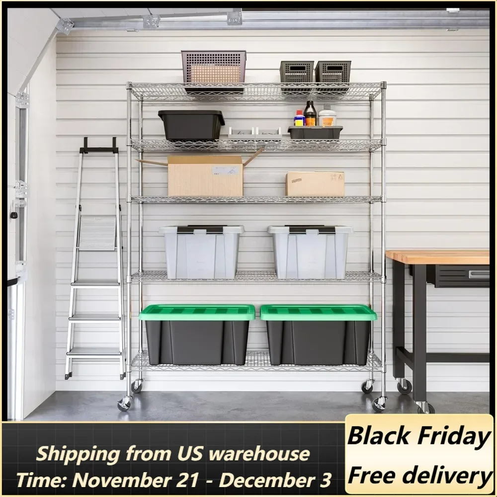 UltraDurable Heavy Duty NSF Solid Steel Wire Rack Storage Unit Organizer สําหรับโรงรถ, คลังสินค้า, สํานักงาน, ร้านอาหาร