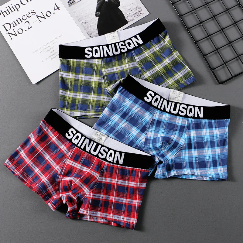 

Korean Cotton Men's Sexy Plaid Boxer Underwear Shorts Underpants Breathable And Comfortable For Male Boxershorts For Men