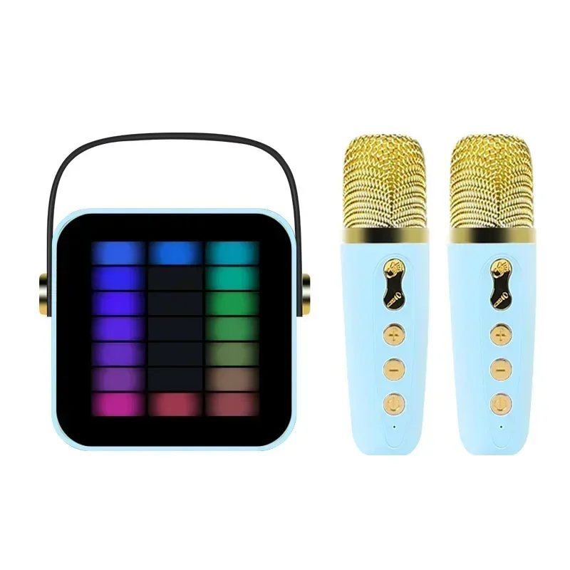 Mini Wireless Karaoke Microphone Bluetooth Speakers Outdoor Woofer Party Sound Portable Led Lights Subwoofers Children's KTV Set