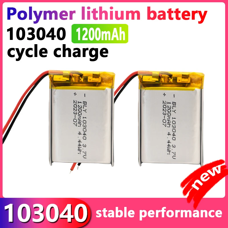 

Rechargeable polymer lithium battery, MP3, Bluetooth earphones, 3.7V, 103040,1200mAh