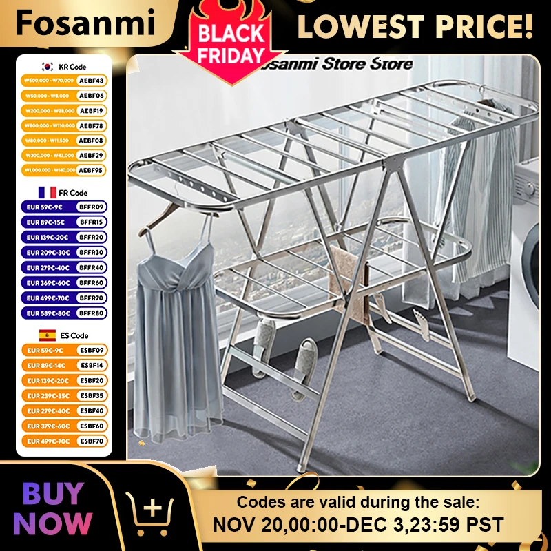 رف تجفيف الملابس من الفولاذ الكربوني قابل للطي وقابل للسحب 50 كجم تحميل عالي التحمل للاستخدام الداخلي والخارجي وتوفير المساحة