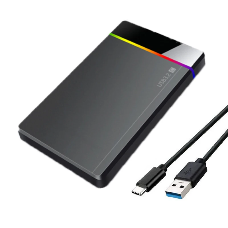 2.5 inch Type-C Tool Free Installation Portable Hard Drive Box RGB Cold Indicator Light Suitable For Computers Mobile Phones Etc