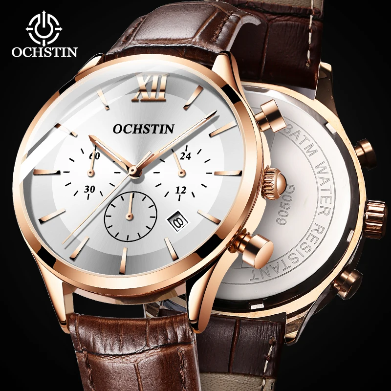 Мужские светильник Роскошные и элегантные часы Водонепроницаемые многофункциональные часы с календарем 2023 Новый праздничный подарок