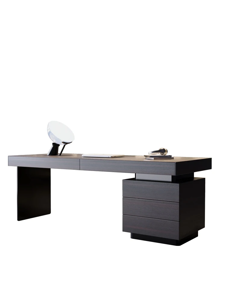 

Italian Minimalist Light Luxury Computer Desk Smoked Solid Wood Living Room Home Modern Desk