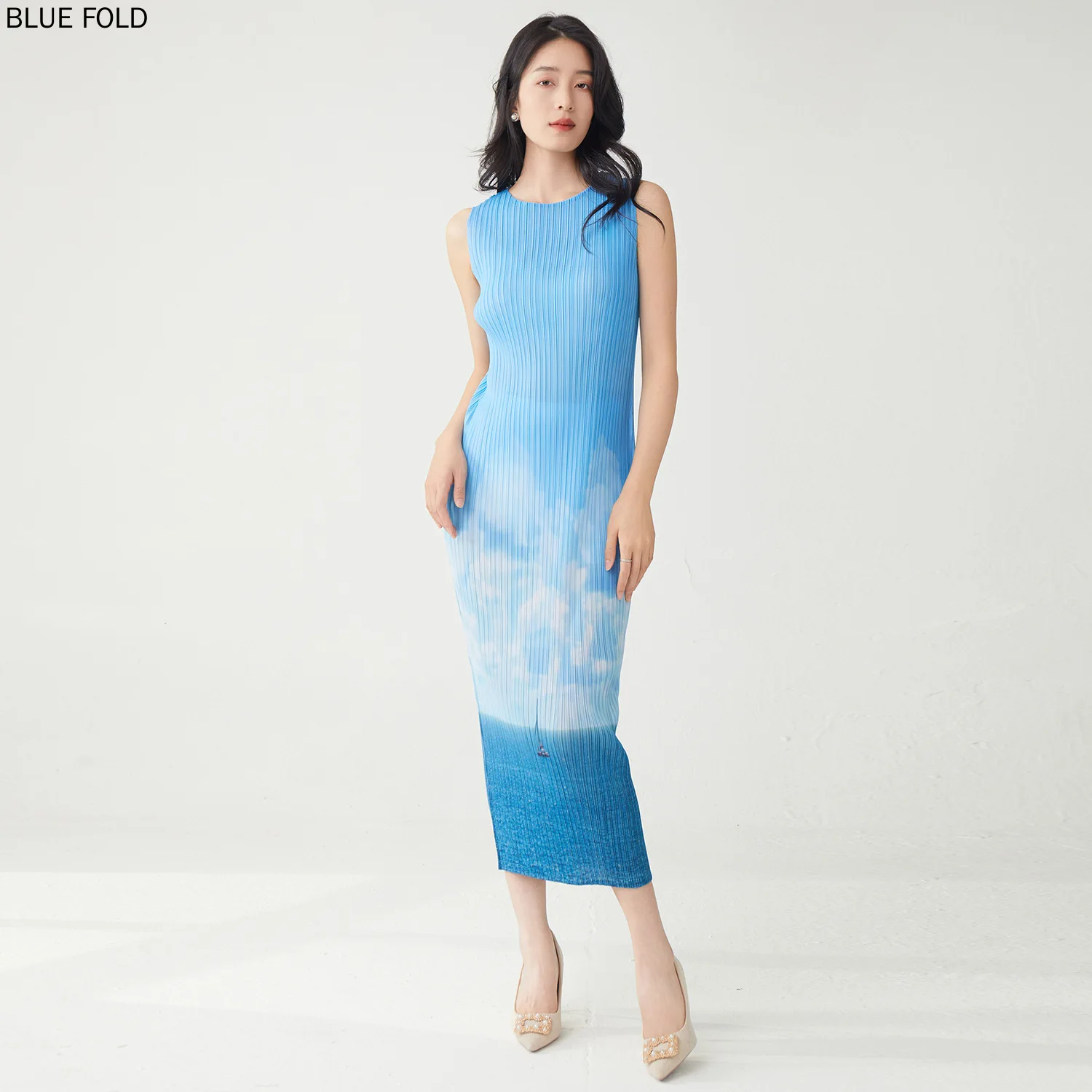 Women's Sleeveless High-Quality Miyake Dress Summer New One-Step Thin Straight Temperament Straight Dress