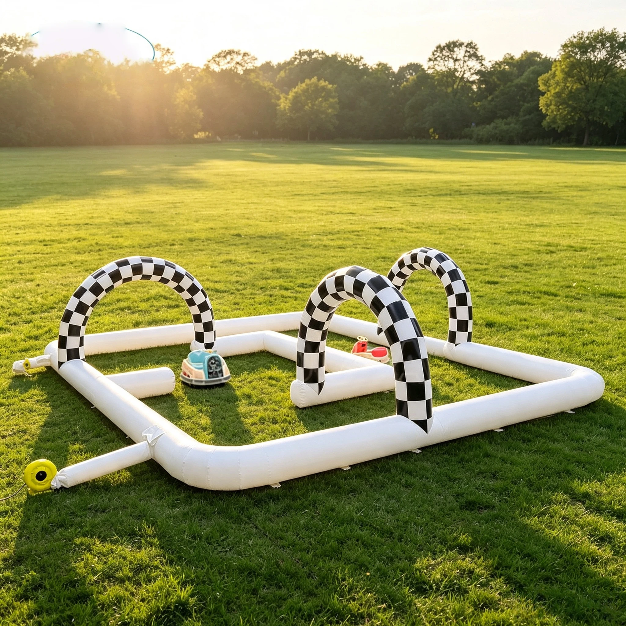 Outdoor inflatable go-kart track, thickened PVC inflatable fence arch, playground activity go-kart protective track.