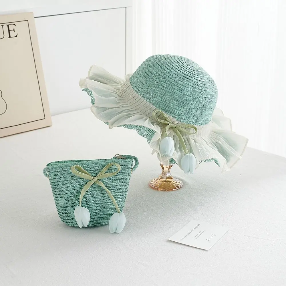 met dezelfde stijl Crossbody tas Tulp Stro Zonnehoed Schaduwhoed Koreaanse stijl Meisjes Emmerhoed Visserspet Opvouwbaar