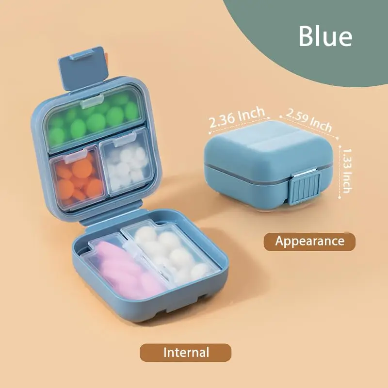 1pc Pill Organizer Moisture Proof Small Pill Box ,Portable Sealed Pill Storage Box Compartment Pill Case Medicine Container