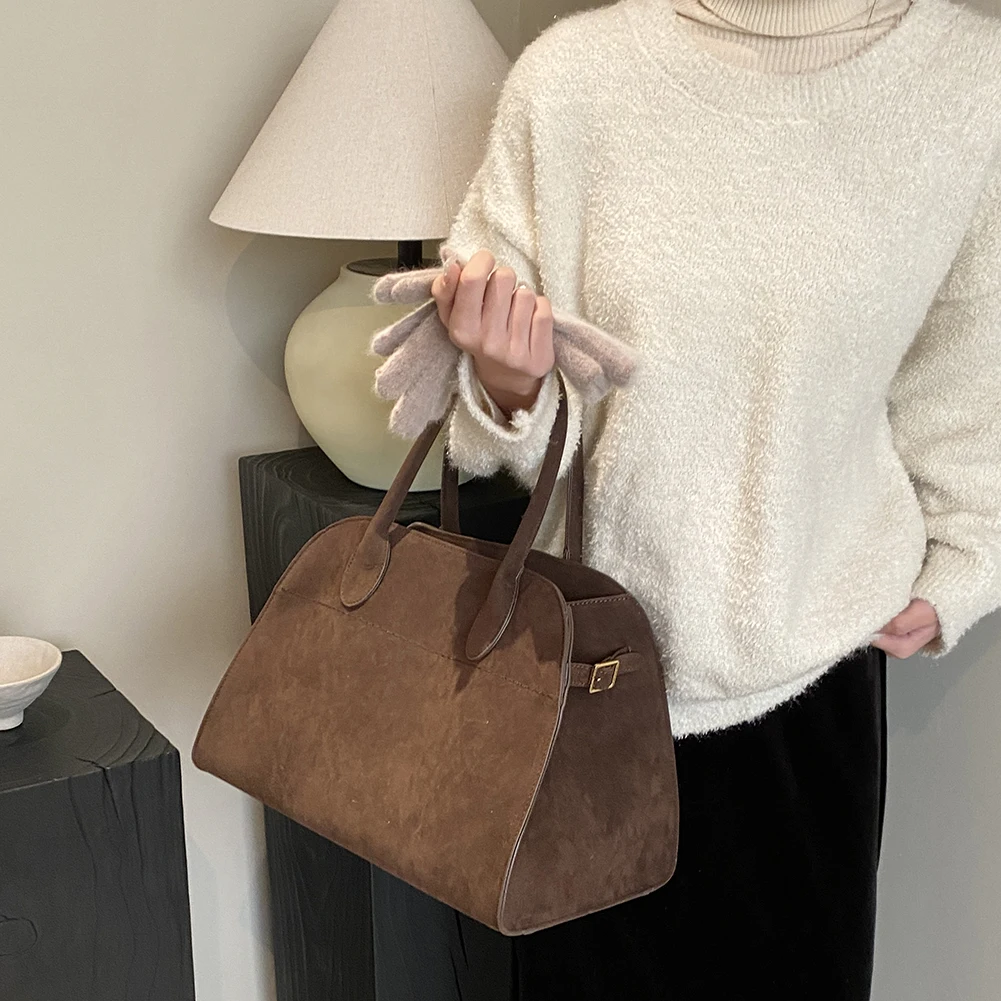 Suede Handbag for Women Luxury Design Crossbody Bag Large Capacity Shopping Messenger Tote Bag Vintage Commuting Shoulder Bag