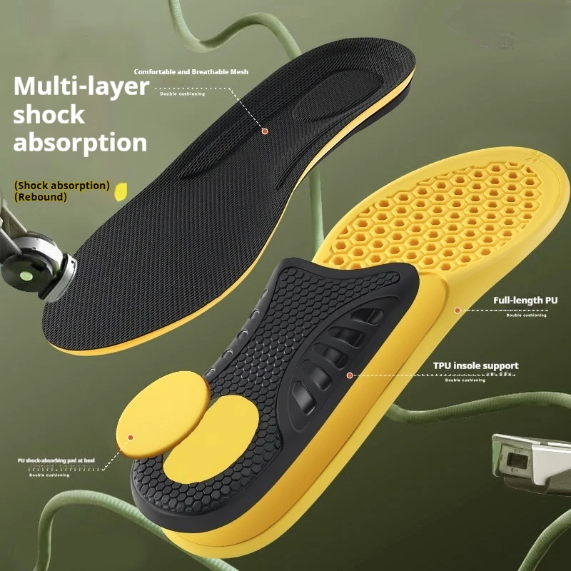Premium Orthotic Arch Support Insoles with PU Shock Pads, Breathable Honeycomb Sports Shoe Inserts for Flat Feet and Pain Relief
