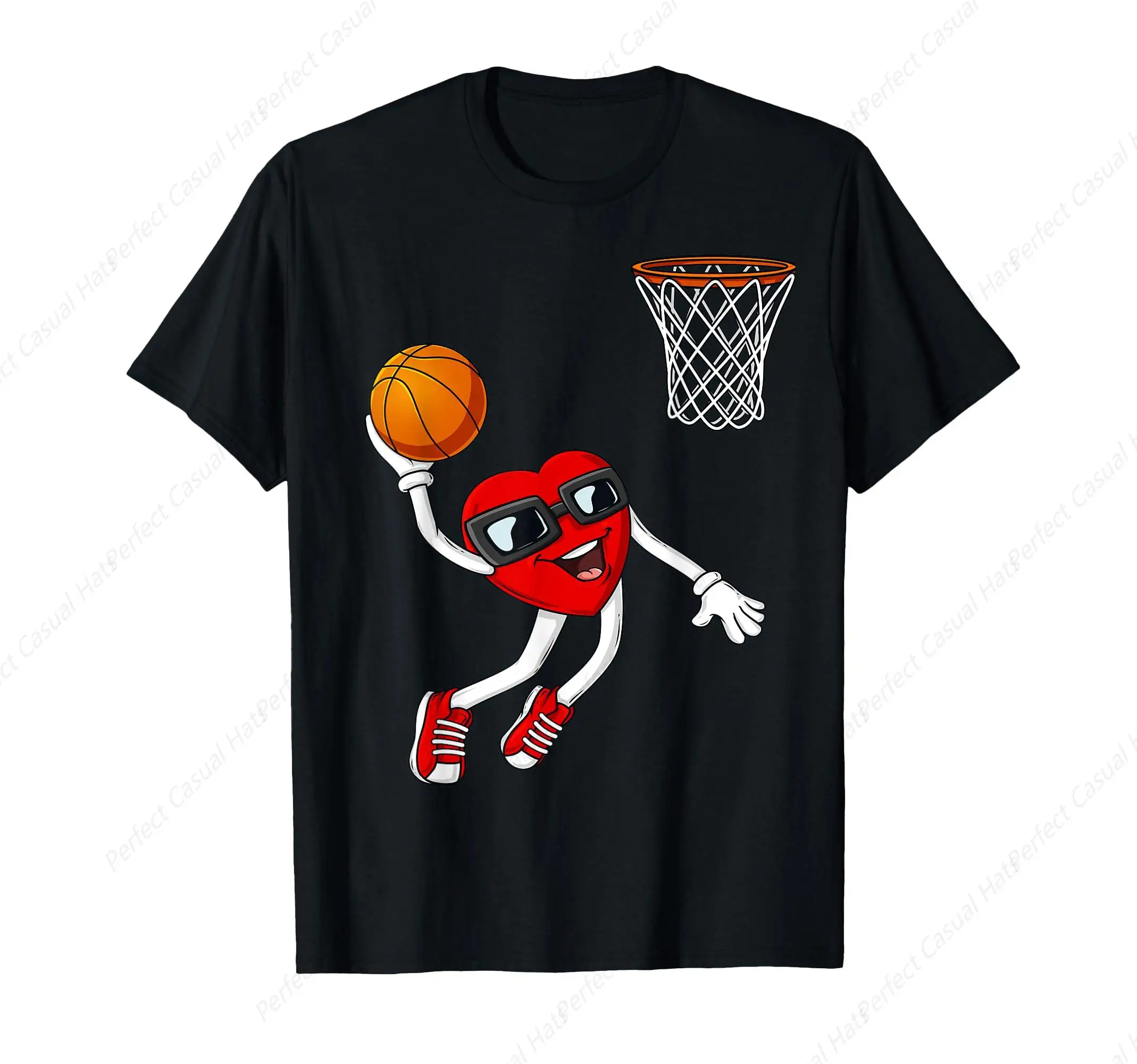 

Hot-Selling Valentines Day Heart Dunking Basketball Men Gift T-Shirt Soft Outdoor Sport Shirt