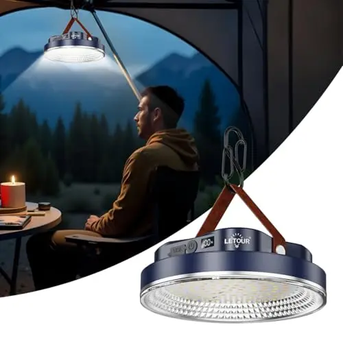 LETOUR Portable Solar Camping Lantern Rechargeable 6000LM Bright Flashlight Outdoor Waterproof Emergency Lamp Magnet Work Light