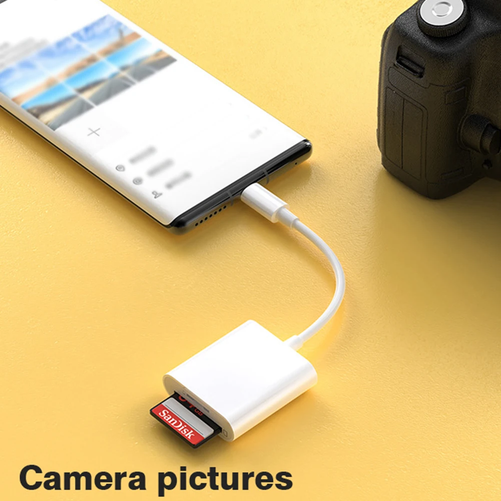Leitor de Cartão OTG Tipo C 2 em 1 com Pen Drive USB para iPad, Tablet, Cartões SD e TF, Dispositivos Inteligentes