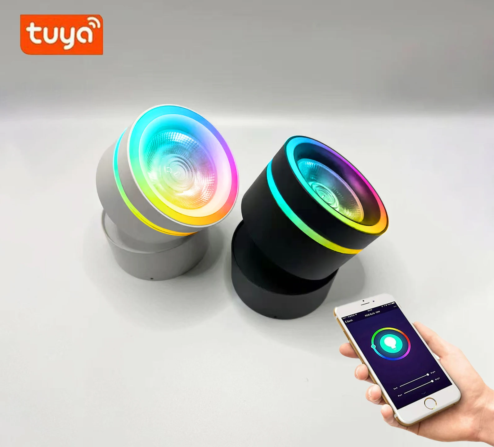 Tuya Smart Foldable Downlight, RGBCCT 360 Rotating Ceiling Lamp, WiFi/ZigBee Spotlight, DIY lighting,Works with Google