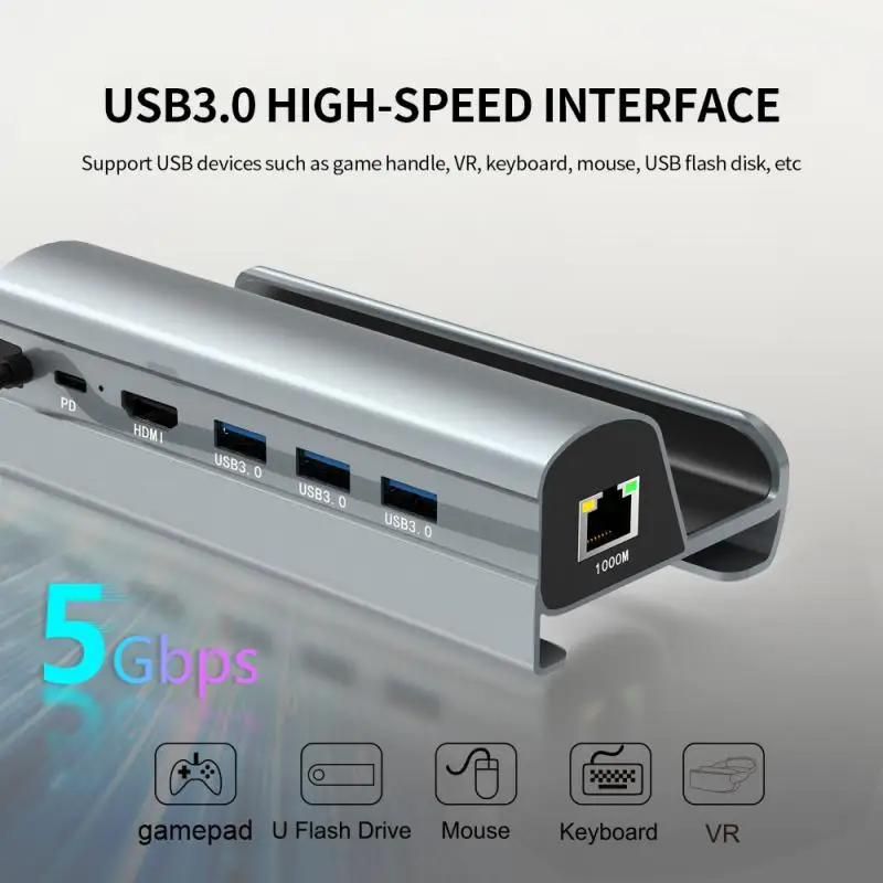 Type-C Docking Station for Steam Deck 4k60hz USB3.0 PD60W Charging 1000M Ethernet Dock Station For Gaming Deck PC