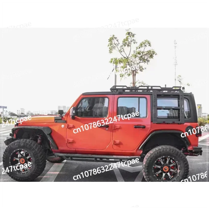 For Jeep Wrangler JK JL 2/4 Door Roof Rack W/LED Light Ladder Luggage Rack Mount Kit Cargo Basket