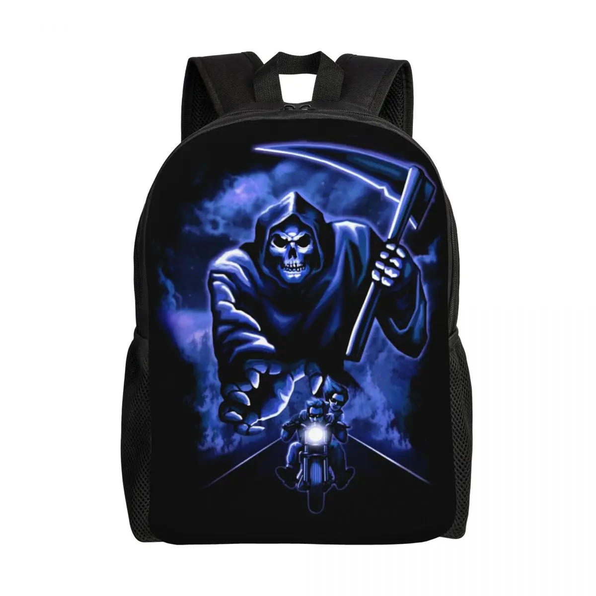 Lucifer Grim Reaper Laptop Backpack Women Men Casual Bookbag for College School Students Halloween Scary Skull Bag