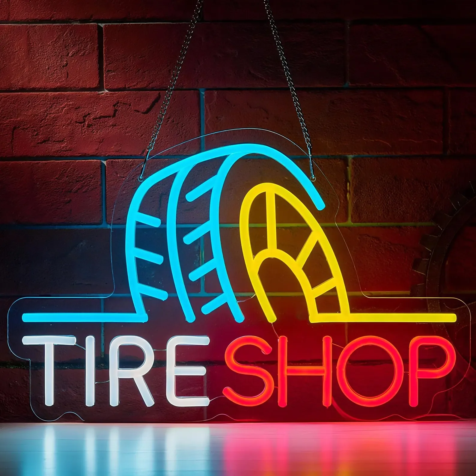 Custom Tire Shop Neon Sign,Auto Tire Logo,Automobile Cultural symbol,Garage logo,Garage Neon Sign,Cool Garage Decor