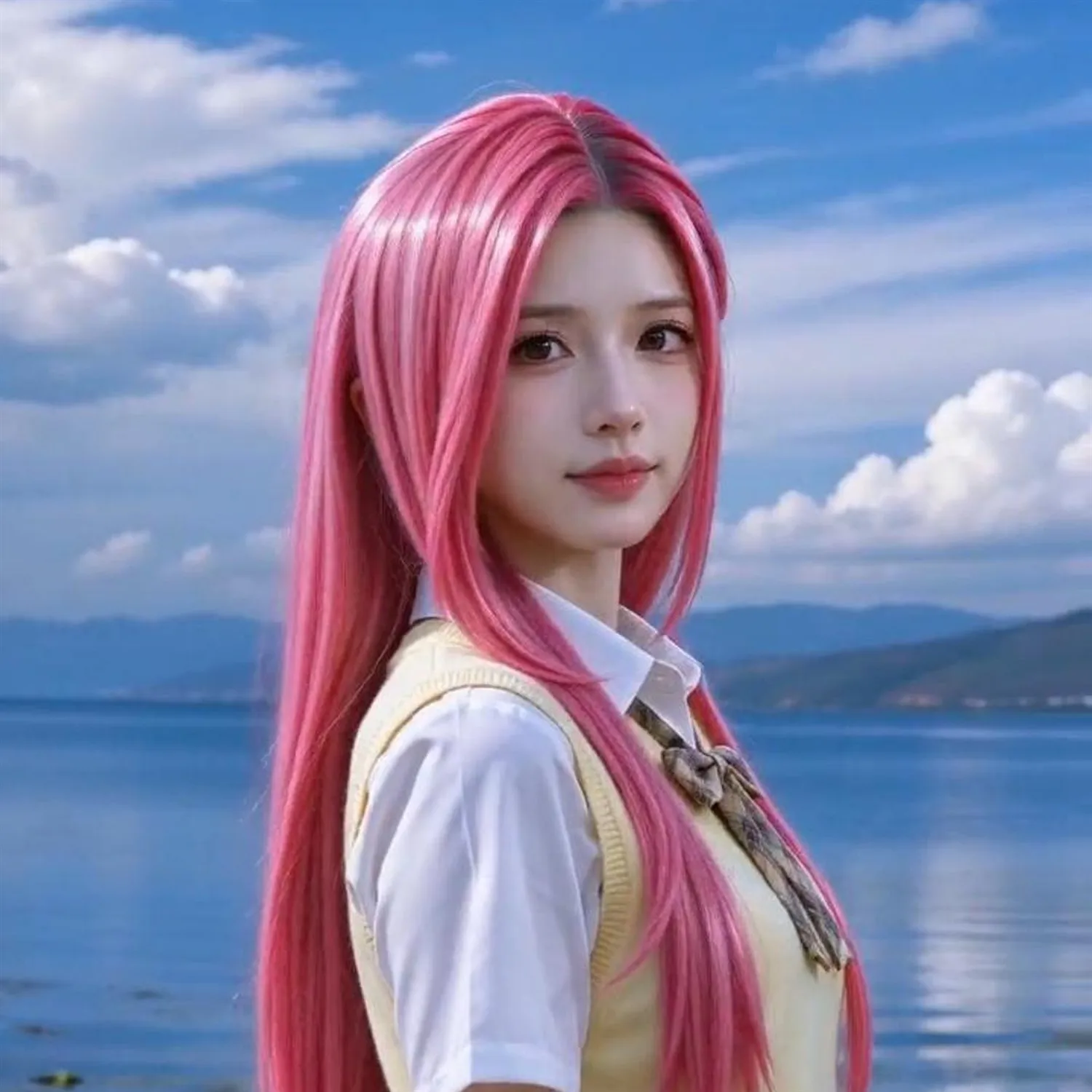 Straight Long Wig 28 Inch Rose Pink Heat Resistant Synthetic Wig For Women Fashion Party, Wigs for cosplay