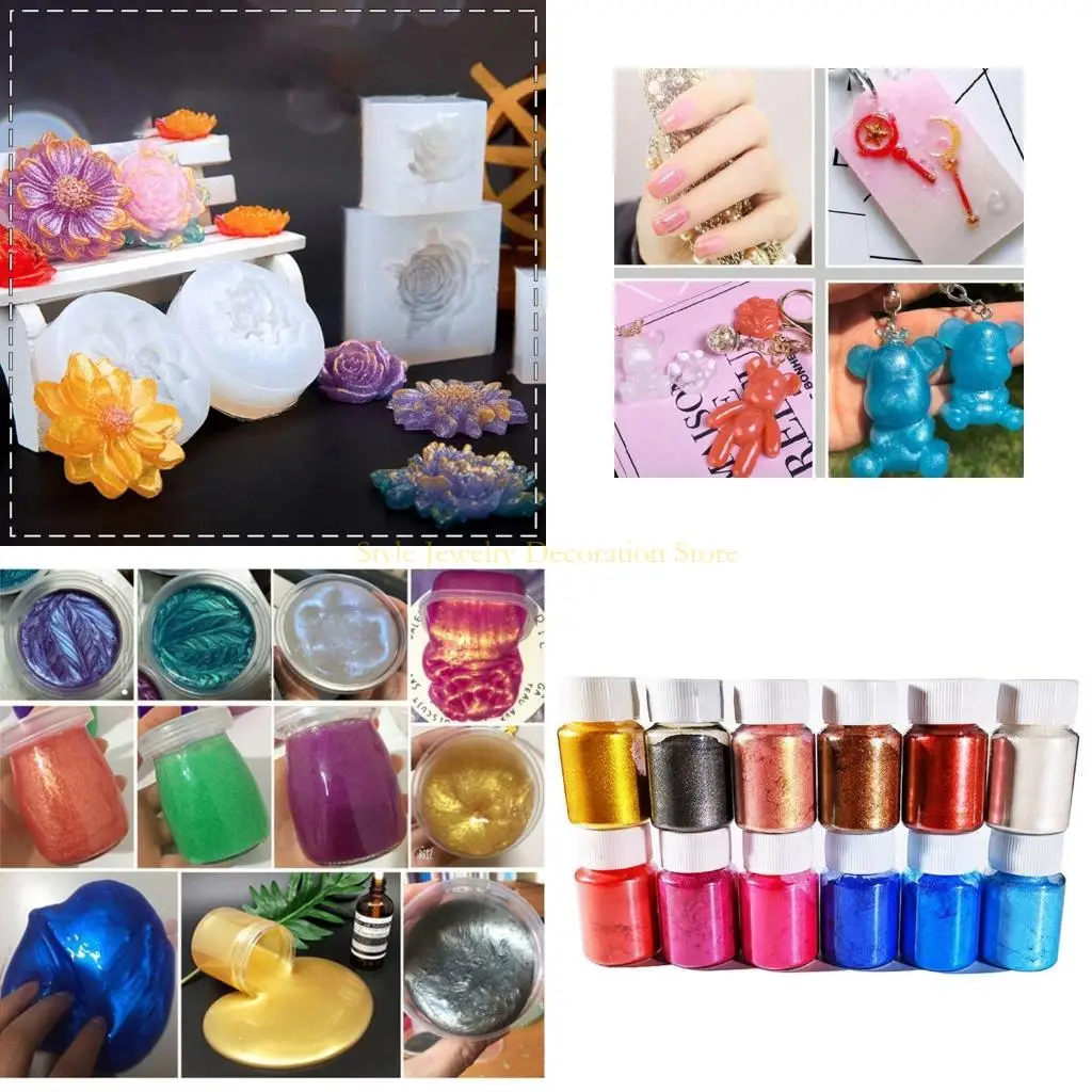 

D46E 1 Set Handmade Cosmetic Grade Pearlescent Natural Mica Mineral Powder Epoxy Resin Dye Pearl Pigment for DIY Soap