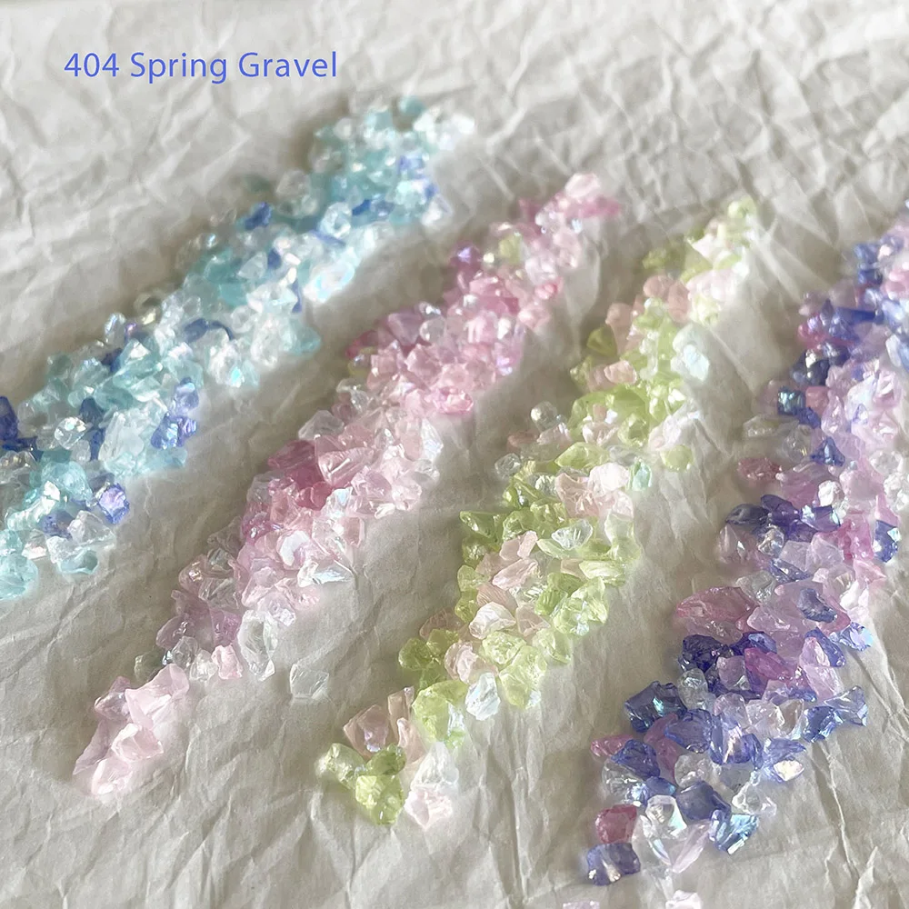 -Spring Gravel- Soft Colors Irregular Crystals Pink Blue Green Clear White Pebbles Nail Filling 3D Adorning Broken Stones 404art