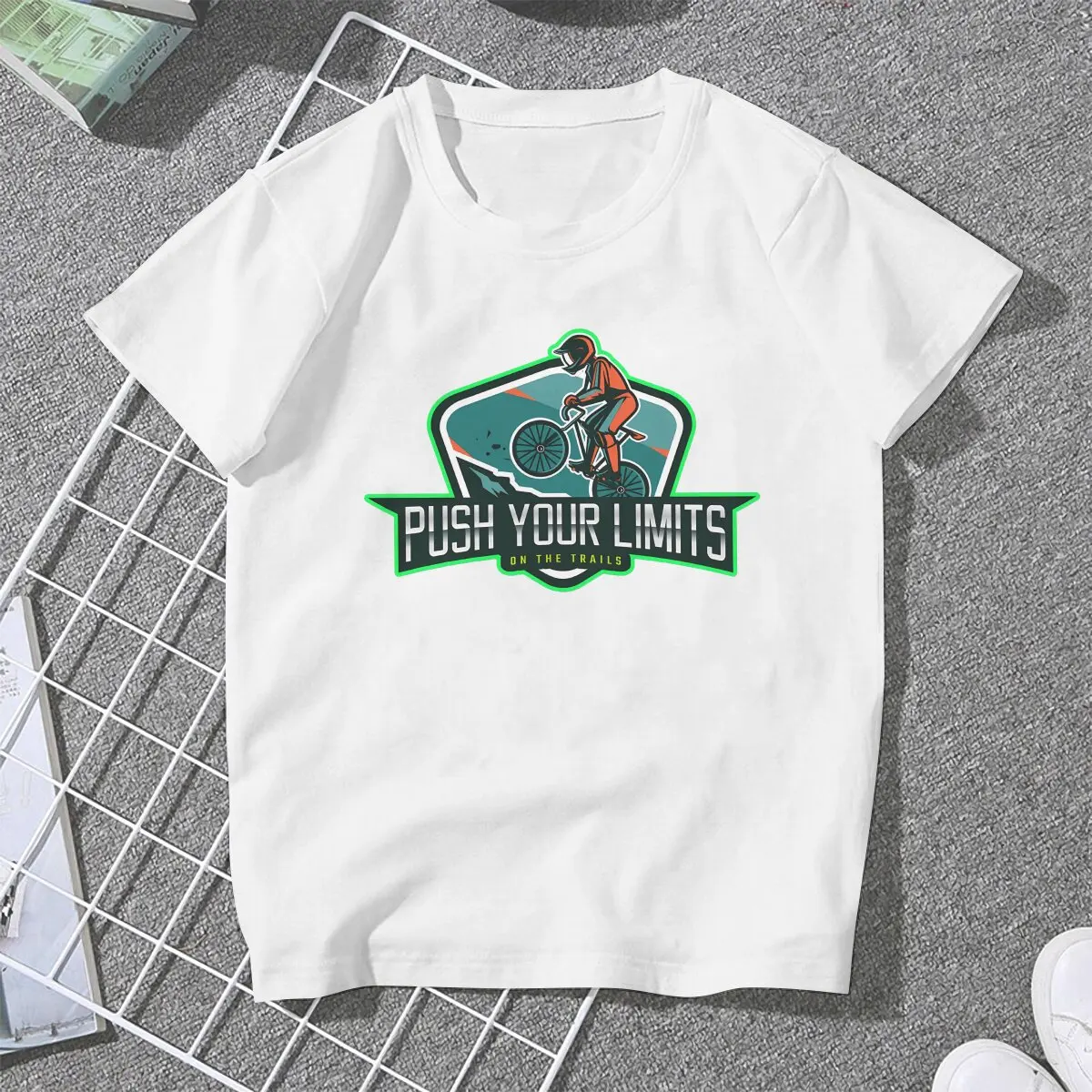 Sport Mountain Biking Push Your Limits T Shirt Punk Women's Tees Summer Harajuku O-Neck Polyester TShirt