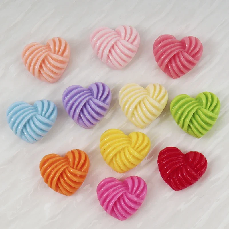 20/100pcs Colorful Stripe Sweet Hearts Flatback DIY Resin Crafts Scrapbook Charms Resin Patch Charm Hairpin Earrings Accessories