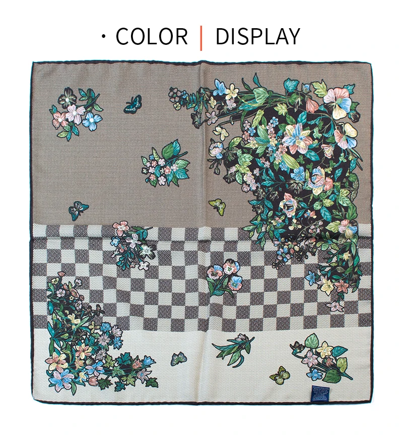 Luxury Double Sided Square Scarf Women Vintage Art Print Warm Soft Silk Wool Blend Shawl