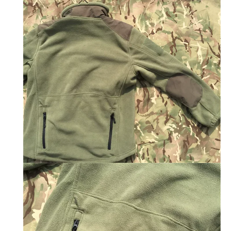 Chaqueta Cálida de Forro Polar Verde Militar de 400g, con Forro Interior Suave y Resistente al Frío