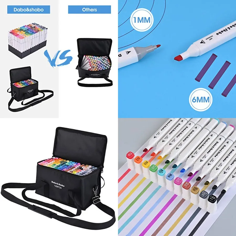 

DaboShobo 120 Colors Alcohol Drawing Markers Dual Tip Art Markers for Adult Coloring Fine and Chisel Tip Design High-Quality Al