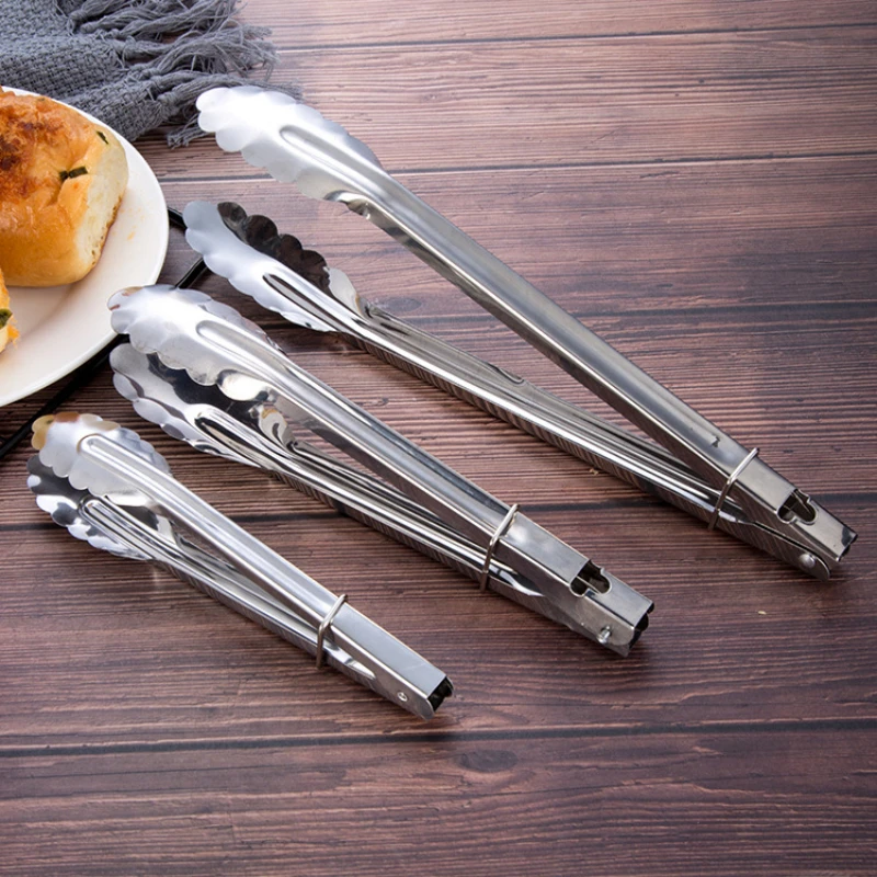 Stainless Steel Food Tongs Barbecue Meat Clip Salad Bread Pastry Clamp Buffet Cooking Tool Kitchen Utensil Accessories 2025 New
