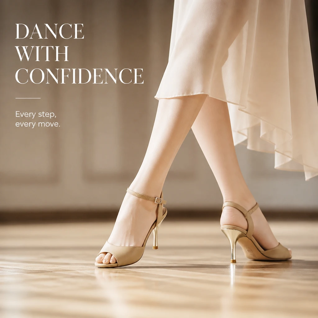 Fashion Argentina Tango Shoes Nude Leather  7.5cm 9cm Available Party Shoes Wedding Shoes Shipping Free Leather Sole T628235NL view 3