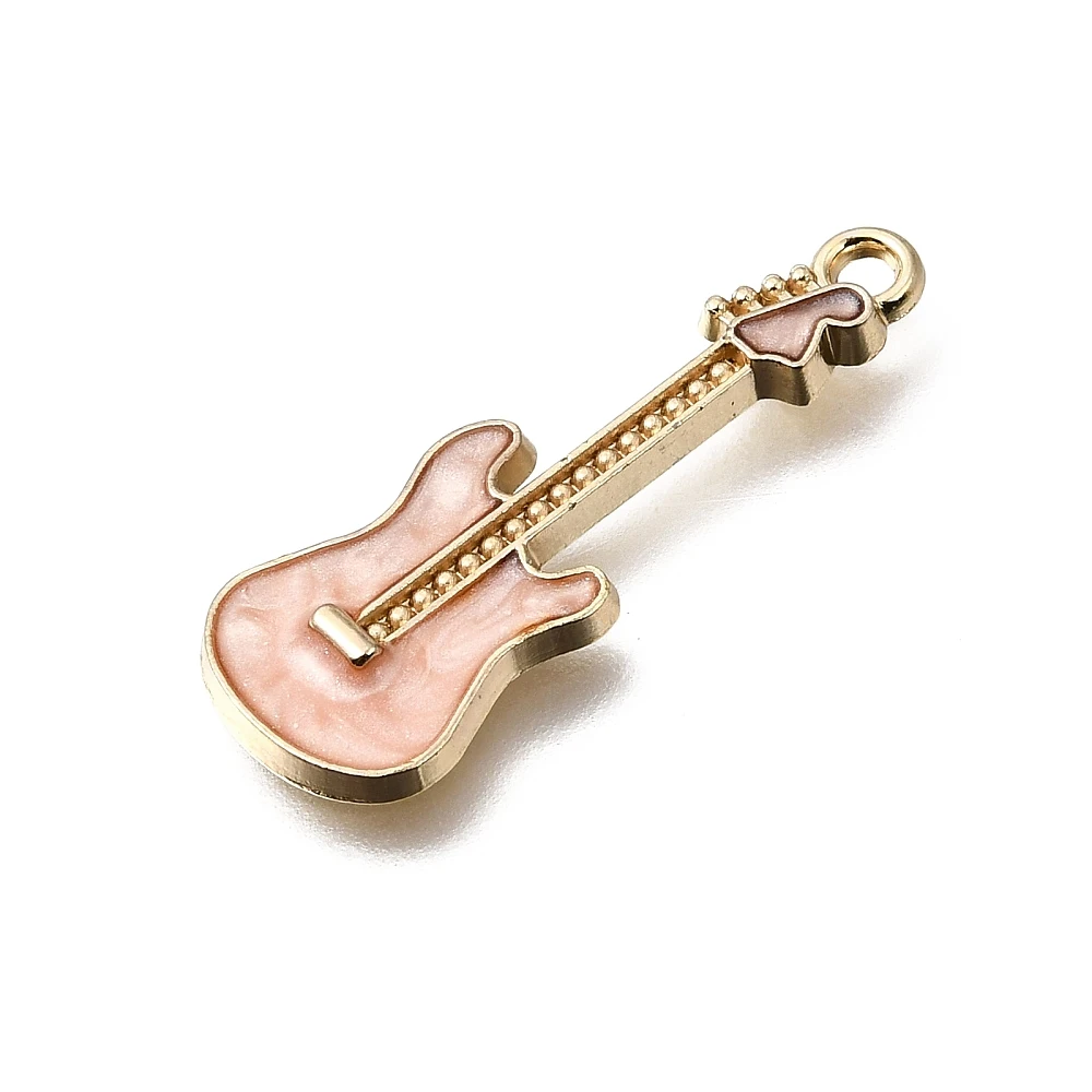 100pcs Golden Enamel Guitar Charms Mixed Color Music Instrument Pendants for Earrings Necklace Keychain Decor Jewelry Making
