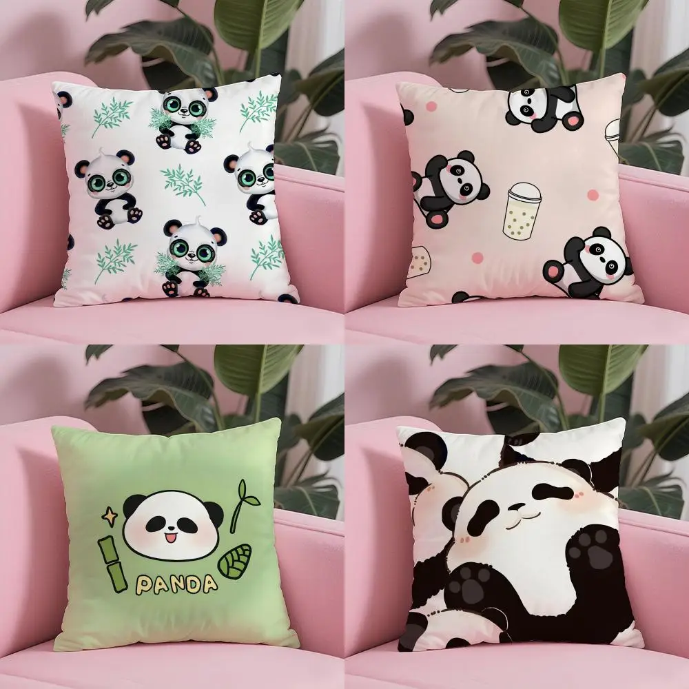 Lovely Panda Pillow Case Short Plush Double Sided Printing Home Machine Washable Warm Winter Cushion Cover