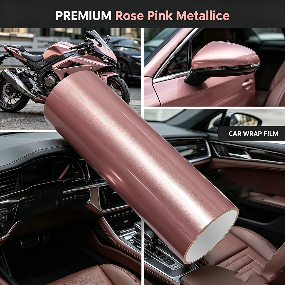 1.52m Width Car Wrapping Vinyl Film Rose Pink Vehicles Multi-Function Durable Auto Motorcycle Body Color Modified Accessoires