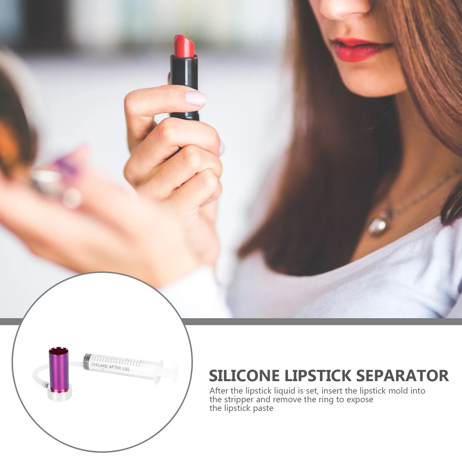 Stampo in silicone per separatore rossetto fai da te, strumento in lega di alluminio per smodellare balsamo labbra, supporto in plastica per lucidalabbra da donna