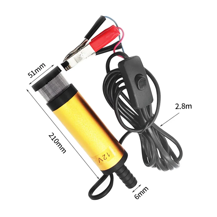 DC 12V oil-water pump, 12L/min electric transfer pump, 38mm mini water-type fuel transfer pump, electric oil pump with filter