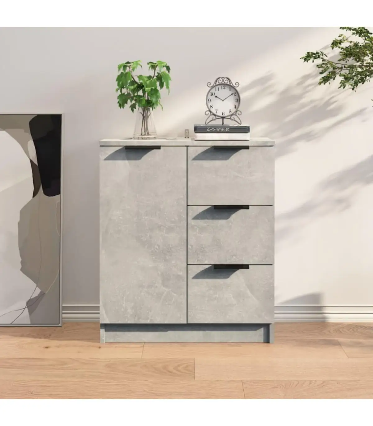 Ecomobel sideboard gray concrete plywood 60x30x70 cm elegant living room bedroom furniture fast delivery from Spain