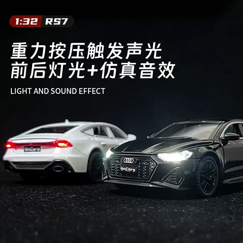 รถของเล่นโมเดล Audi RS7 Sportback อัลลอยด์ไดแคสต์ ขนาด 1:32 เปิดประตูได้ 6 บาน พร้อมระบบดึงหลัง ล้อทำจากยาง ของตกแต่ง ของเล่นรถยนต์ ของขวัญ